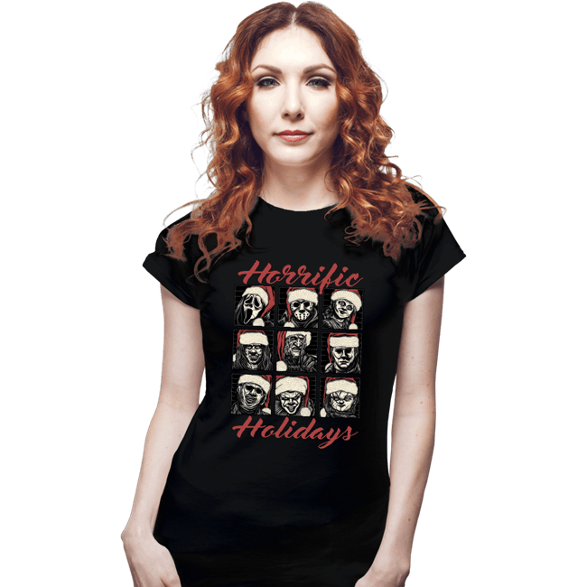 Daily_Deal_Shirts Fitted Shirts, Woman / Small / Black Horrific Holidays