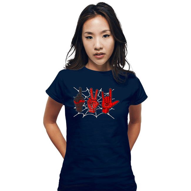 Daily_Deal_Shirts Fitted Shirts, Woman / Small / Navy Spider 1, Spider 2, Spider 3