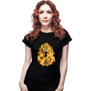 Shirts Fitted Shirts, Woman / Small / Black Golden Saiyan Rose