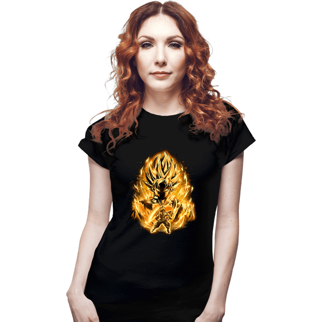 Shirts Fitted Shirts, Woman / Small / Black Golden Saiyan Rose