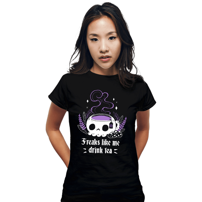 Daily_Deal_Shirts Fitted Shirts, Woman / Small / Black Freaks Drink Tea