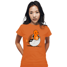Load image into Gallery viewer, Shirts Fitted Shirts, Woman / Small / Orange Pokegg Ball
