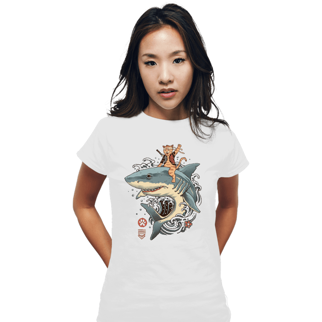 Daily_Deal_Shirts Fitted Shirts, Woman / Small / White Shark Catana