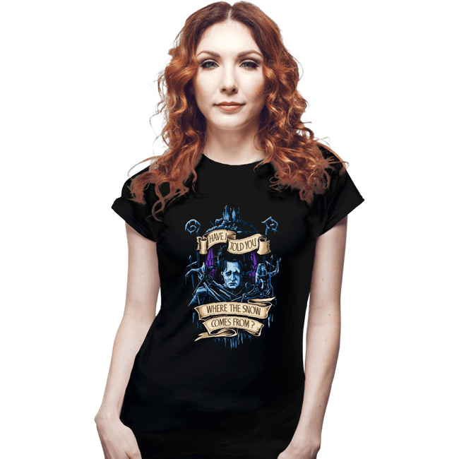 Daily_Deal_Shirts Fitted Shirts, Woman / Small / Black Story About Snow