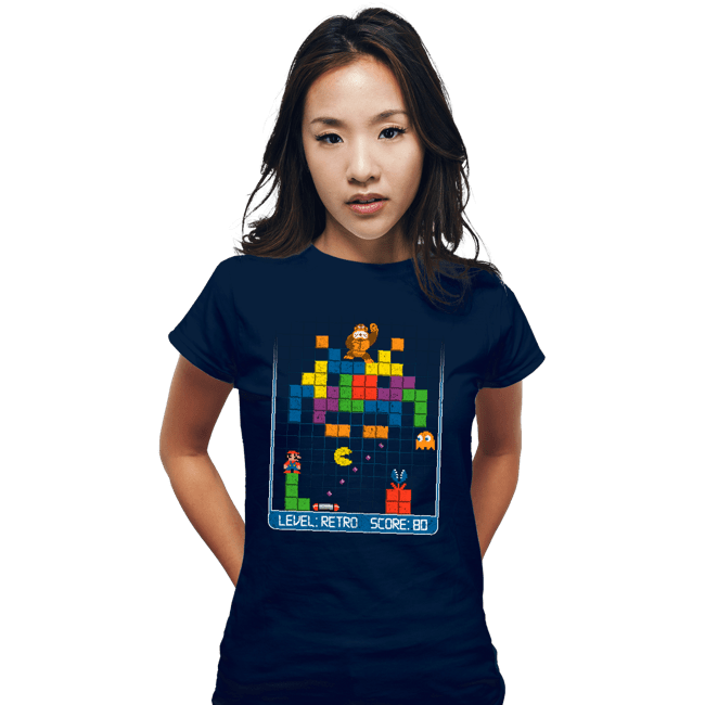 Daily_Deal_Shirts Fitted Shirts, Woman / Small / Navy Gamer Nostalgia