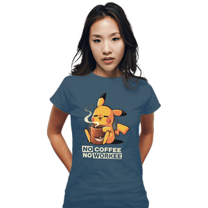 Secret_Shirts Fitted Shirts, Woman / Small / Indigo Blue No Coffee Pikachu
