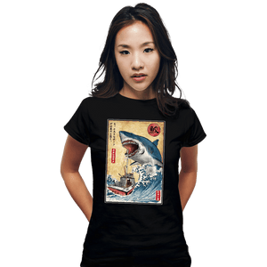 Secret_Shirts Fitted Shirts, Woman / Small / Black Hunting The Shark In Japan