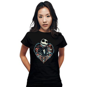 Daily_Deal_Shirts Fitted Shirts, Woman / Small / Black Heart Jack Skellington