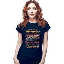 Load image into Gallery viewer, Shirts Fitted Shirts, Woman / Small / Navy The Bibliotecas Rap
