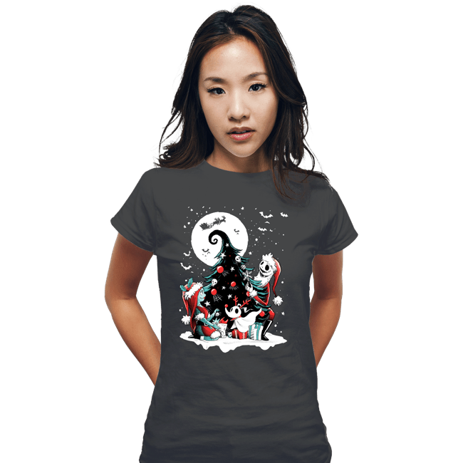 Daily_Deal_Shirts Fitted Shirts, Woman / Small / Charcoal Christmas Nightmare