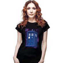 Load image into Gallery viewer, Daily_Deal_Shirts Fitted Shirts, Woman / Small / Black Pixel Tardis

