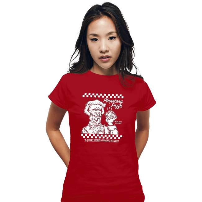 Daily_Deal_Shirts Fitted Shirts, Woman / Small / Red Planetary Pizza