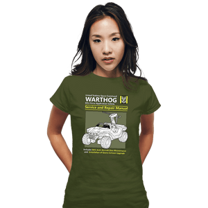 Daily_Deal_Shirts Fitted Shirts, Woman / Small / Military Green Warthog Manual