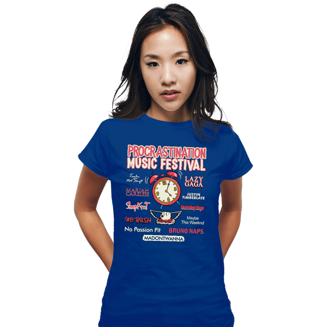 Daily_Deal_Shirts Fitted Shirts, Woman / Small / Royal Blue Procrastination Festival