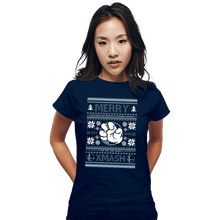 Load image into Gallery viewer, Shirts Fitted Shirts, Woman / Small / Navy Merry Xmash
