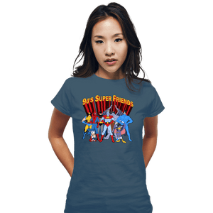 Secret_Shirts Fitted Shirts, Woman / Small / Indigo Blue 90's Super Friends