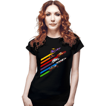 Load image into Gallery viewer, Daily_Deal_Shirts Fitted Shirts, Woman / Small / Black Racing Streaks
