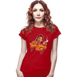 Daily_Deal_Shirts Fitted Shirts, Woman / Small / Red The Wings Of Liberty