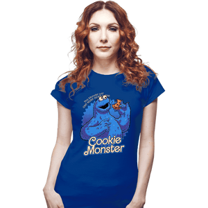Daily_Deal_Shirts Fitted Shirts, Woman / Small / Royal Blue Cookie Monster Doll