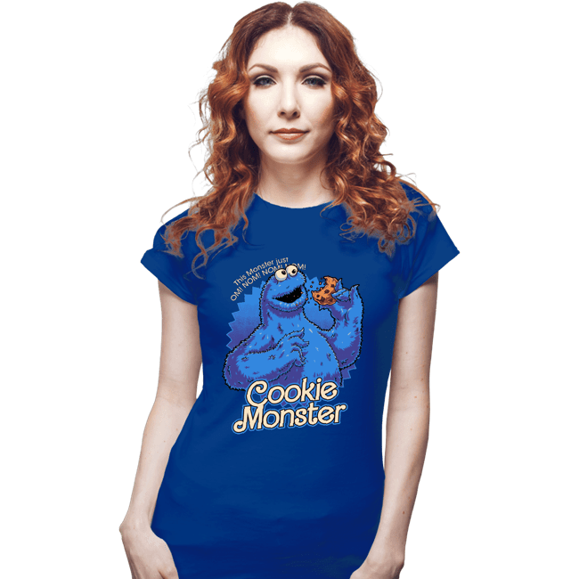 Daily_Deal_Shirts Fitted Shirts, Woman / Small / Royal Blue Cookie Monster Doll