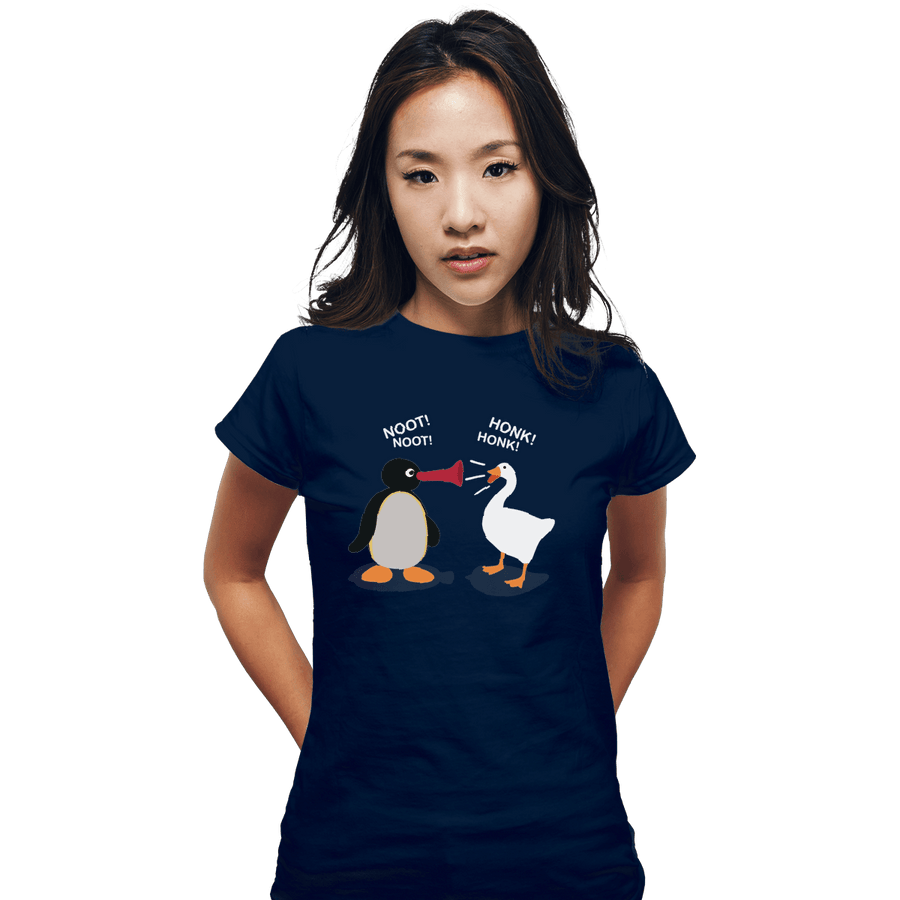 Shirts Fitted Shirts, Woman / Small / Navy Hoot Honk