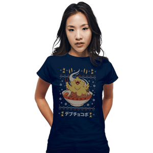 Shirts Fitted Shirts, Woman / Small / Navy Fat Chocobo Ramen Christmas Sweater