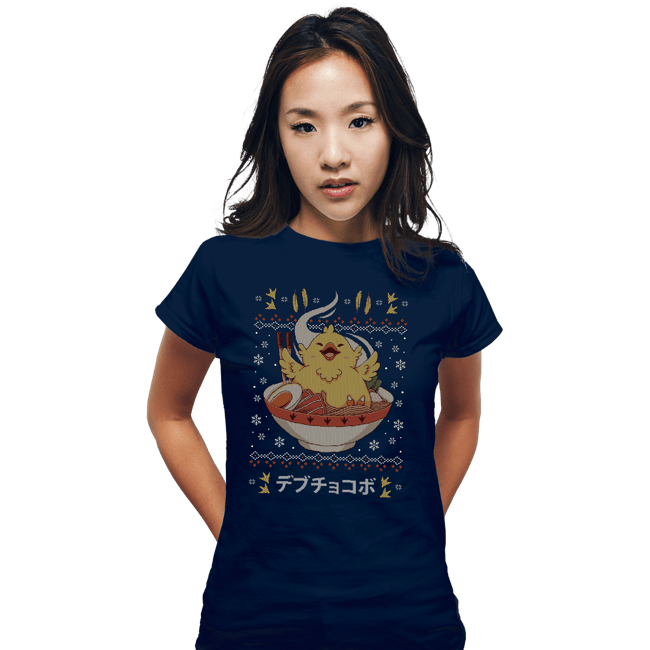 Shirts Fitted Shirts, Woman / Small / Navy Fat Chocobo Ramen Christmas Sweater
