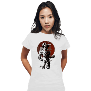 Shirts Fitted Shirts, Woman / Small / White Saiyan Sun