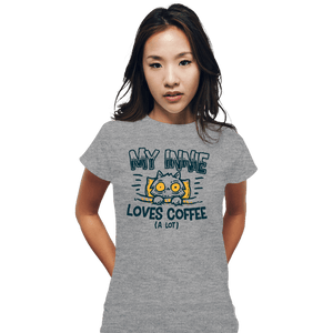 Daily_Deal_Shirts Fitted Shirts, Woman / Small / Sports Grey Innie Loves Coffee