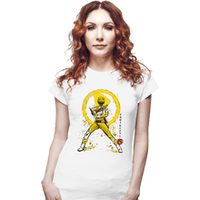 Load image into Gallery viewer, Shirts Fitted Shirts, Woman / Small / White Yellow Ranger Sumi-e
