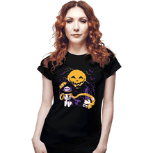 Load image into Gallery viewer, Daily_Deal_Shirts Fitted Shirts, Woman / Small / Black Magical Halloween Moon
