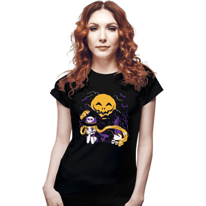 Daily_Deal_Shirts Fitted Shirts, Woman / Small / Black Magical Halloween Moon