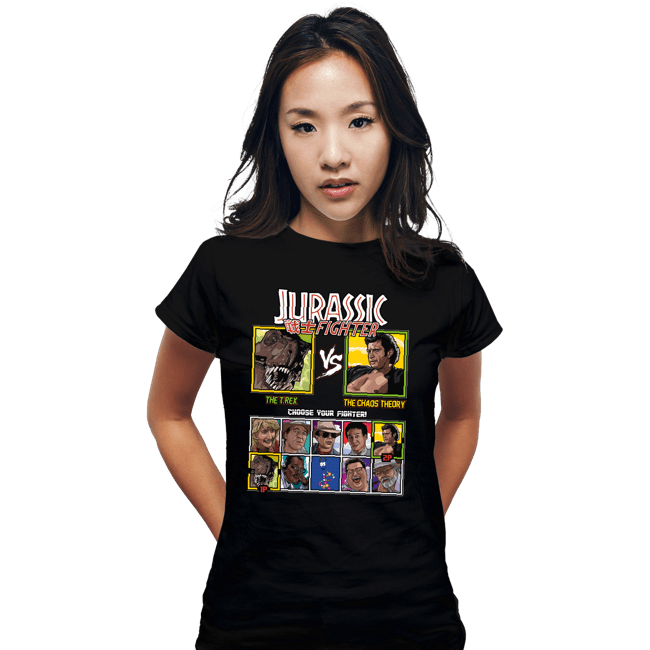 Daily_Deal_Shirts Fitted Shirts, Woman / Small / Black Jurassic Fighter