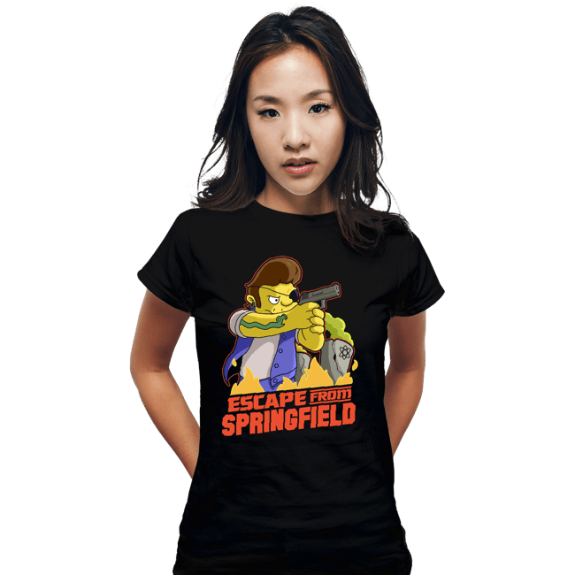 Daily_Deal_Shirts Fitted Shirts, Woman / Small / Black Escape From Springfield