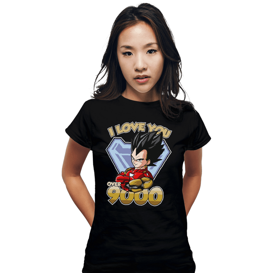 Shirts Fitted Shirts, Woman / Small / Black I Love You Over 9000