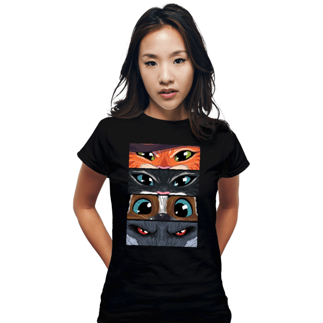 Daily_Deal_Shirts Fitted Shirts, Woman / Small / Black Puss In Boots Eyes