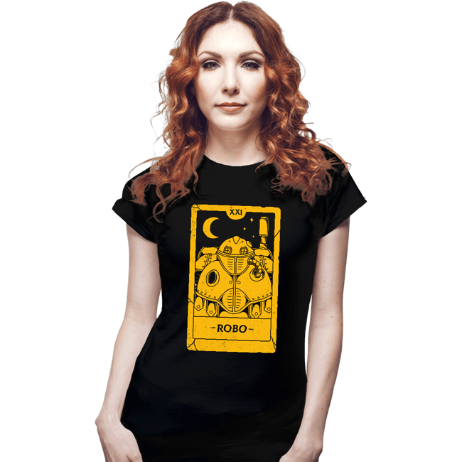 Shirts Fitted Shirts, Woman / Small / Black Robo Tarot Card