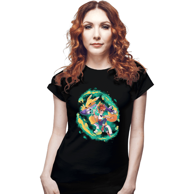 Daily_Deal_Shirts Fitted Shirts, Woman / Small / Black Digital Fox