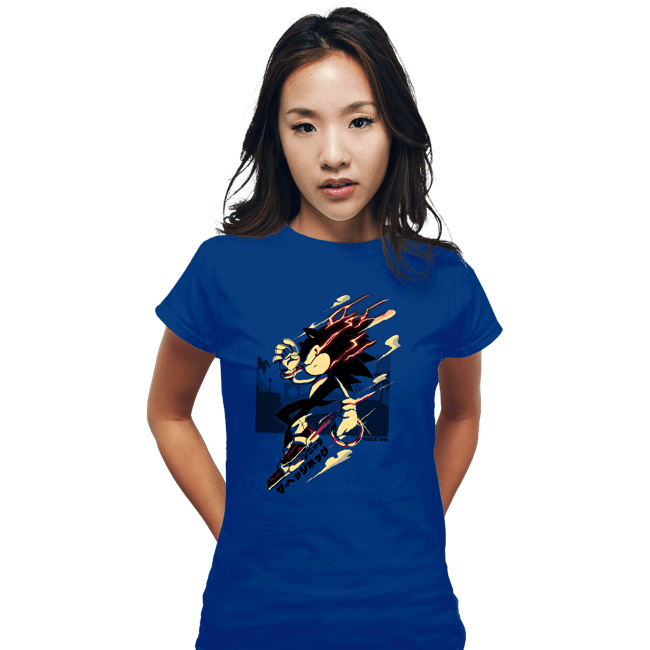 Daily_Deal_Shirts Fitted Shirts, Woman / Small / Royal Blue Fastest Dude