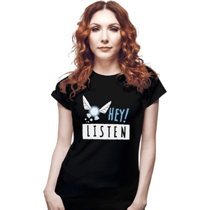 Sold_Out_Shirts Fitted Shirts, Woman / Small / Black Hey Shut Up!