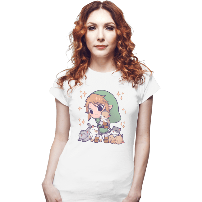 Daily_Deal_Shirts Fitted Shirts, Woman / Small / White Twilight Kittens
