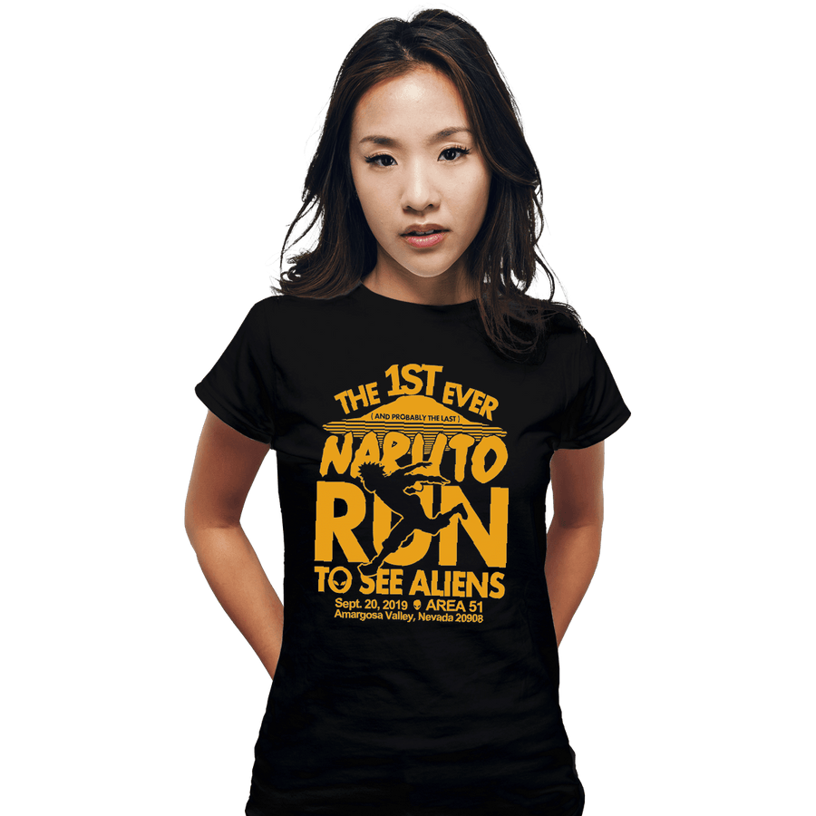 Shirts Fitted Shirts, Woman / Small / Black Naruto Run For Aliens