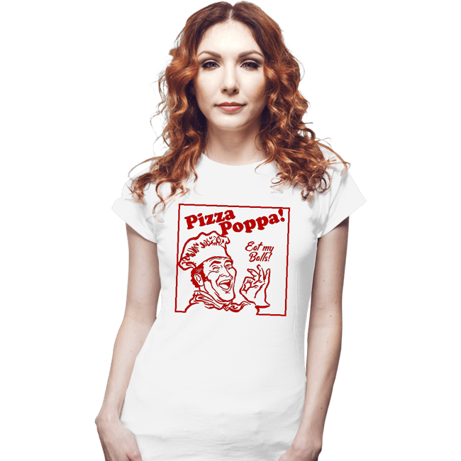 Daily_Deal_Shirts Fitted Shirts, Woman / Small / White Eat My Pizza Balls