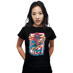 Daily_Deal_Shirts Fitted Shirts, Woman / Small / Black Retro Heroes