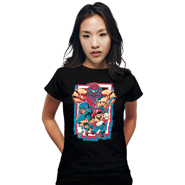 Daily_Deal_Shirts Fitted Shirts, Woman / Small / Black Retro Heroes