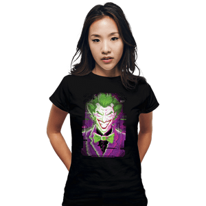 Daily_Deal_Shirts Fitted Shirts, Woman / Small / Black Glitch Joker