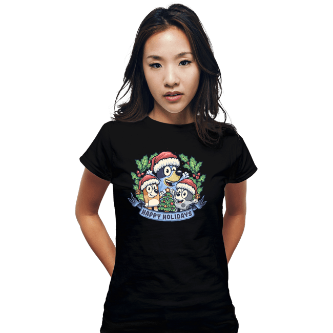 Daily_Deal_Shirts Fitted Shirts, Woman / Small / Black Bluey Holidays