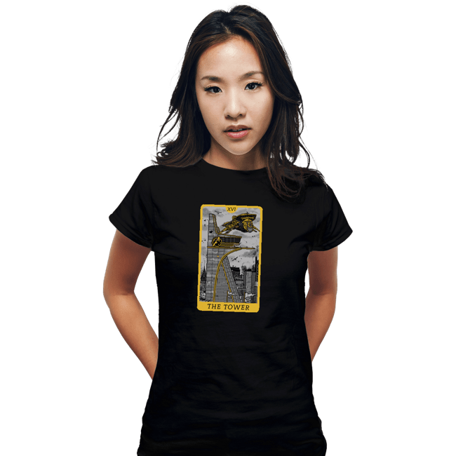 Shirts Fitted Shirts, Woman / Small / Black Tarot The Tower