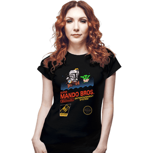 Daily_Deal_Shirts Fitted Shirts, Woman / Small / Black Super Mando Bros