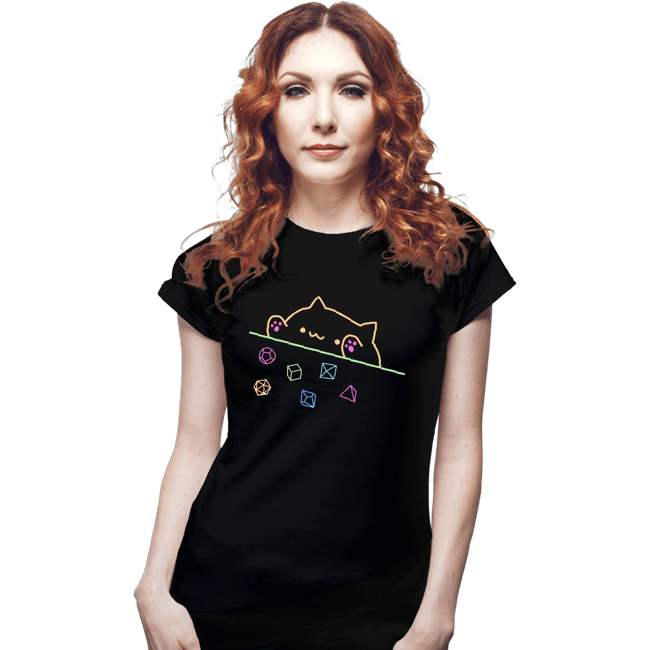Daily_Deal_Shirts Fitted Shirts, Woman / Small / Black Neon DND Cat